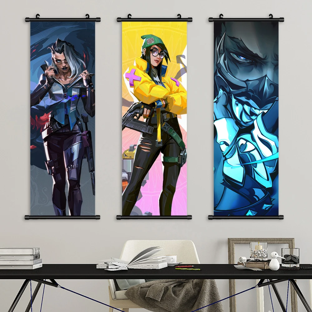 1 шт. аниме игровой постер картина VALORANT подвесные свитки домашний декор