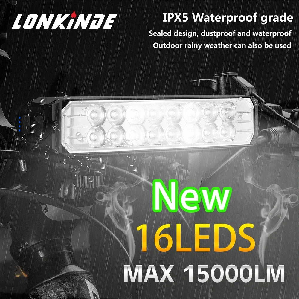 10000 мАч 16 светодиодов 15000LM велосипедный фонарь передний водонепроницаемый