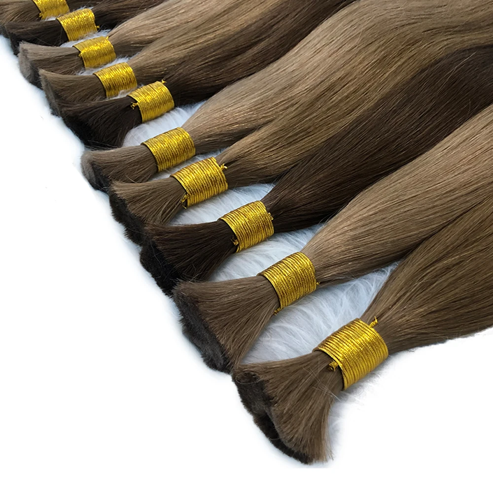 

Double Drawn Russian Hair Real Human Hair High Quality Virgin Cuticle Aligned Straight Hair Bulk for Braiding