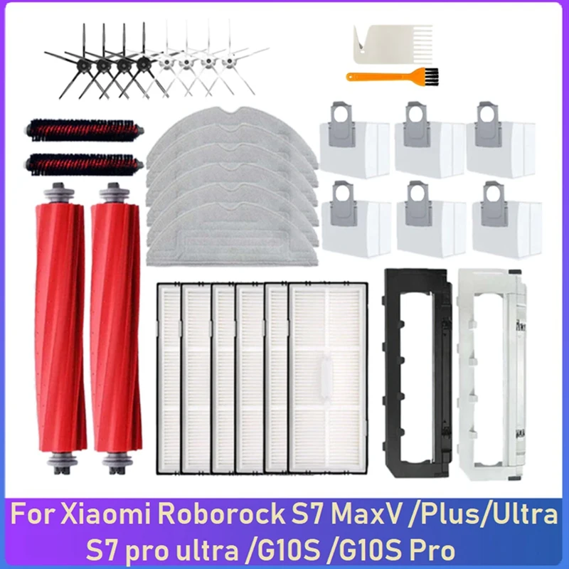 

34PCS Replacement For Xiaomi Roborock S7 Maxv /Plus/Ultra /S7 Pro Ultra /G10S /G10S Pro Robot Vacuum Cleaner