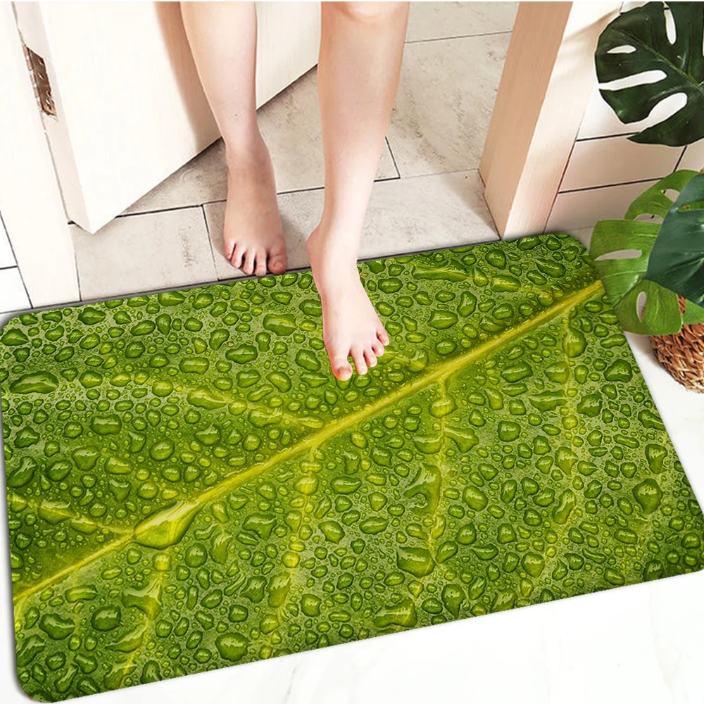 Фланелевый напольный коврик с принтом зеленого листа нескользящий декоративный