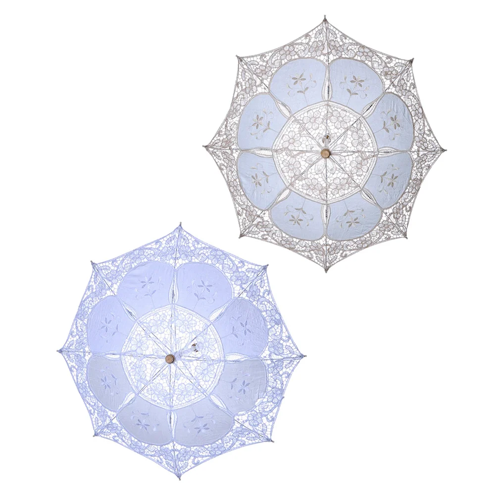 

Umbrella Wedding Lace Bridal Party Photo 1920S Embroidery Prop Parasol Gift Wooden Props Decoration Decorative Vintage