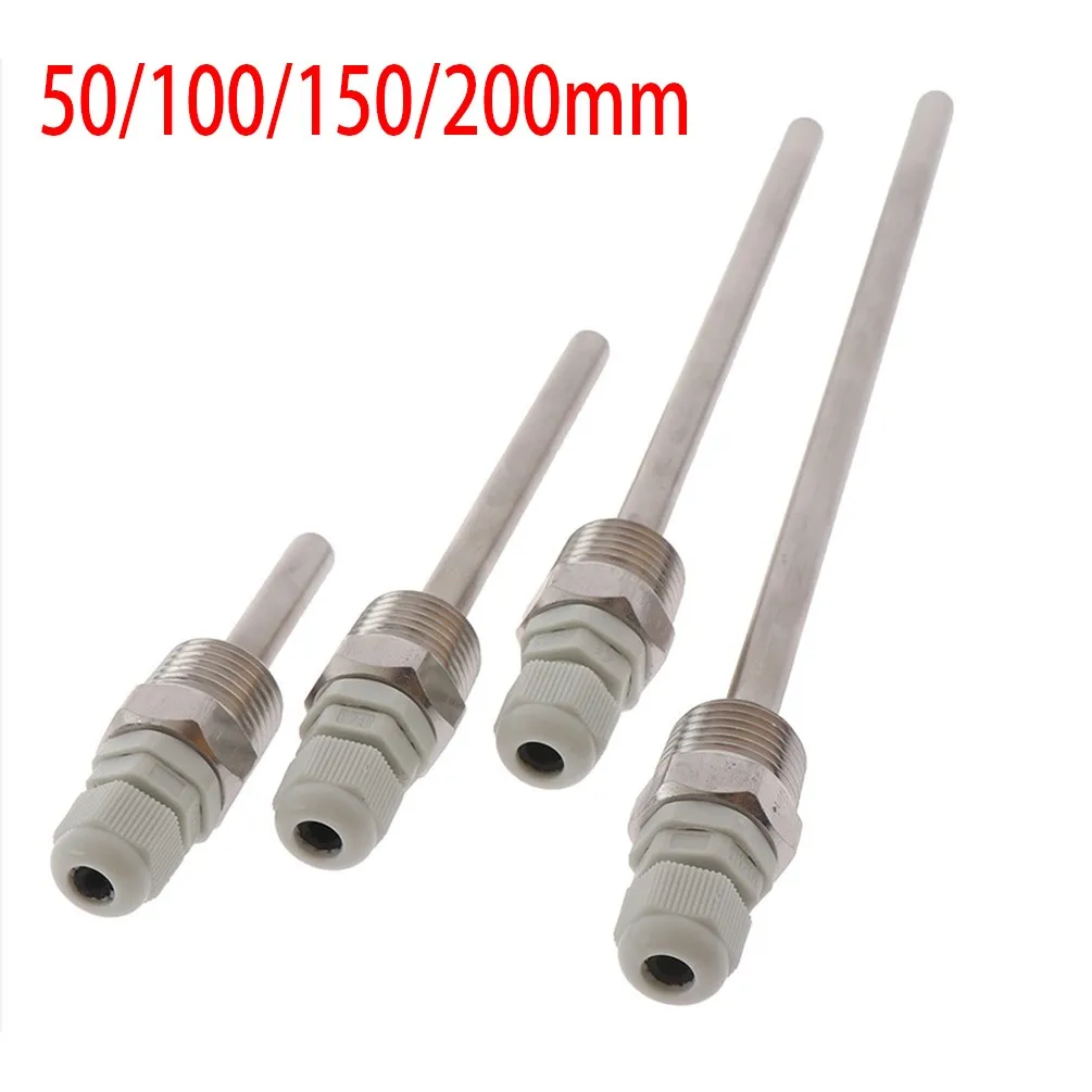 

50-200mm Stainless Steel Thermowell 1/2" NPT Threads For Temperature Sensors Outer Diameter 8 Mm For 6 Mm Diameter Tubes