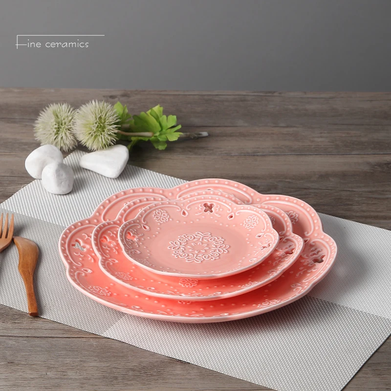 Набор из 3 предметов 6/8/10 дюймов фарфоровый обеденный сервиз с цветным тиснением