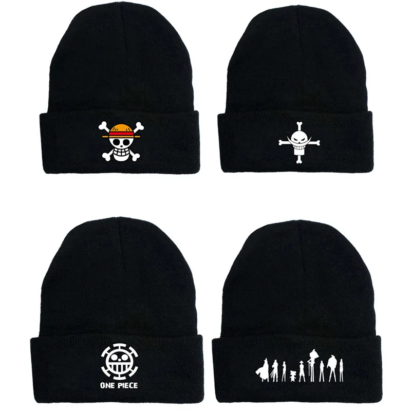 

Autumn Winter Men Women Beanie Anime One Piece Knitted Hat Monkey Luffy Skull Hat Tony Chopper Cap Trafalgar Law Cosplay Costume