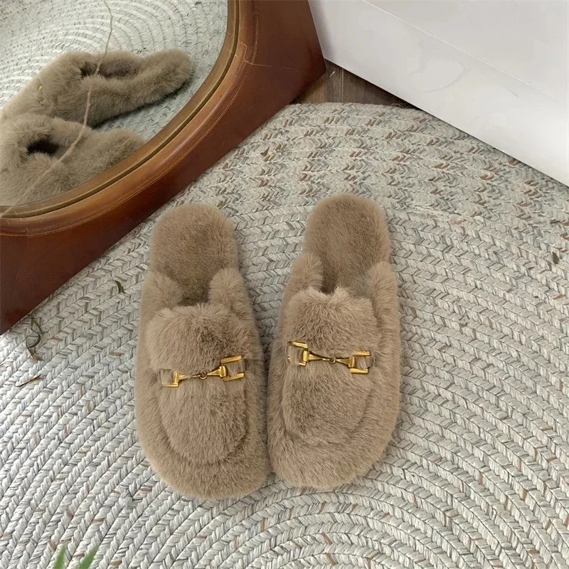 Женские плюшевые тапочки с одним ремешком цвет в ассортименте