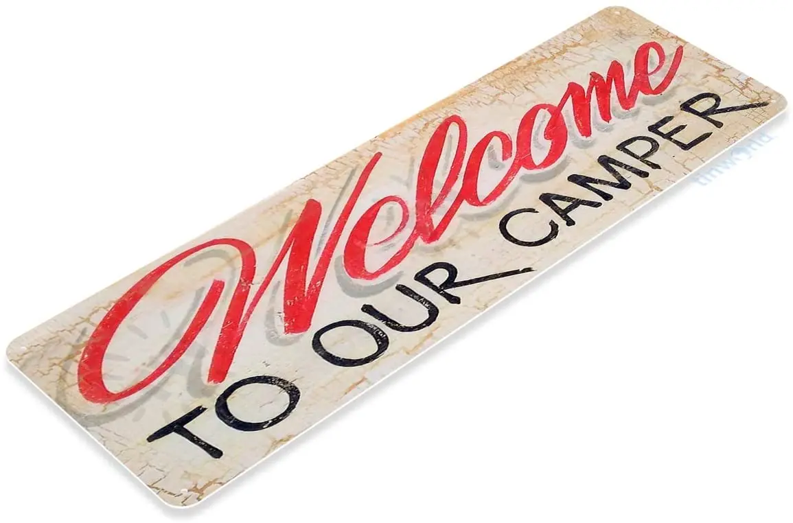 Tinworld жестяной знак Добро пожаловать в наш Кемпинг деревенский кемпинг открытый Rv