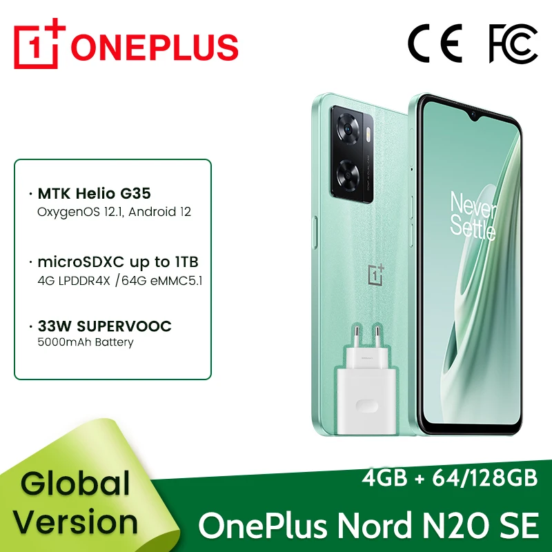 Global Version OnePlus Nord N20 SE N 20 4GB 64/128GB Smartphone 33W SUPERVOOC Fast Charging 5000mAh Battery MTK Helio G35 Phones