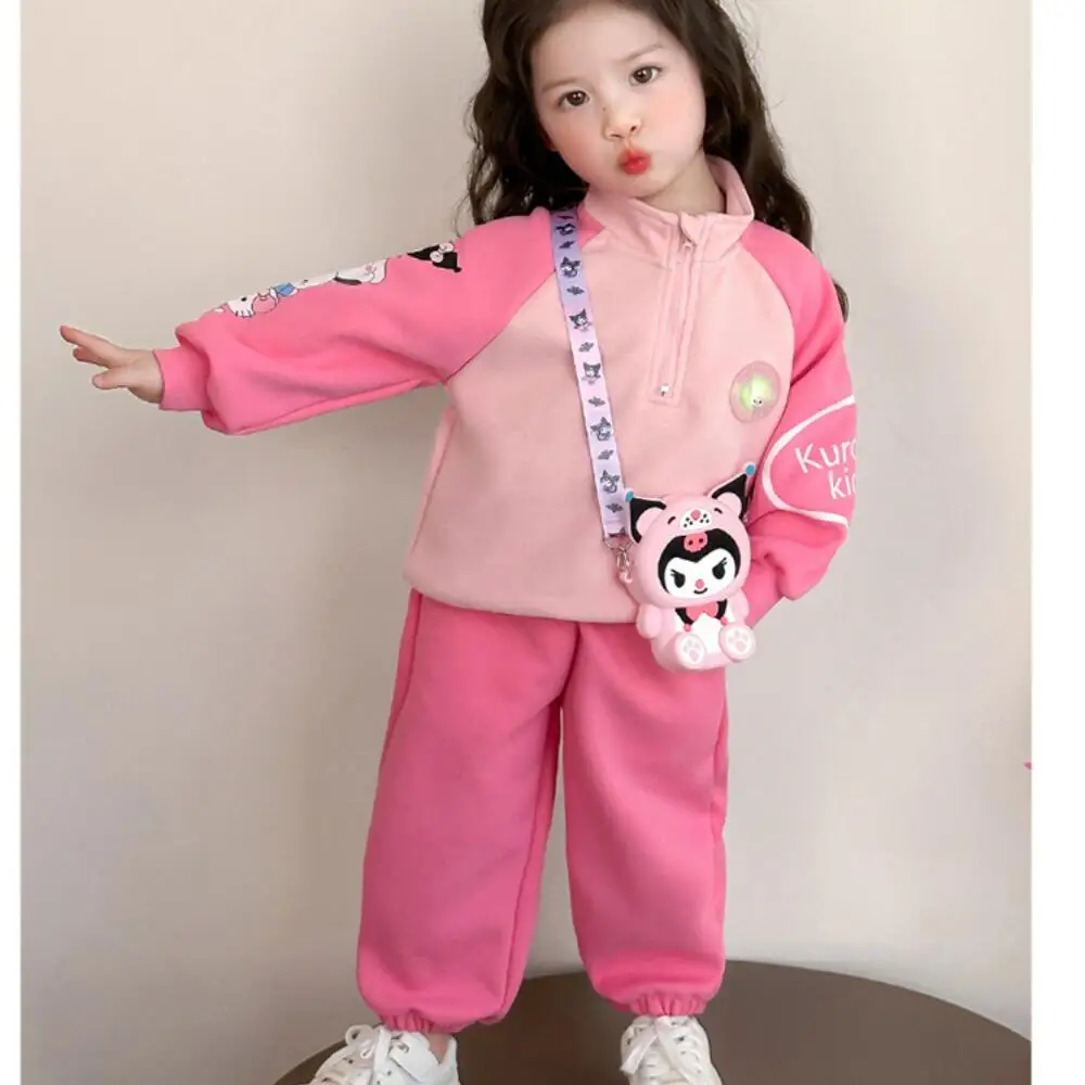 Sanrio Kuromi повседневный костюм для девочек, весенне-осенний детский спортивный кардиган, топ и штаны, комплект из 2 предметов, милый свитшот на выход (art.: 3920d47fdf96f) - 3920d47fdf96f