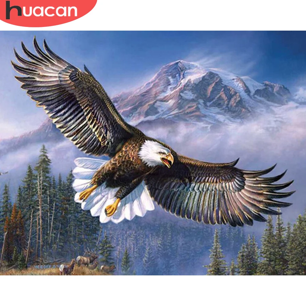 

HUACAN DIY Diamond Painting Eagle Full Square 5D Mosaic Diamond Animal Mosaic Rhinestone Cross Stitch Home Decoration