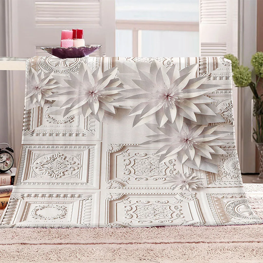 HUANZHUANG флисовые одеяла для диванов кровати 3D белый узор скульптура двойной размер