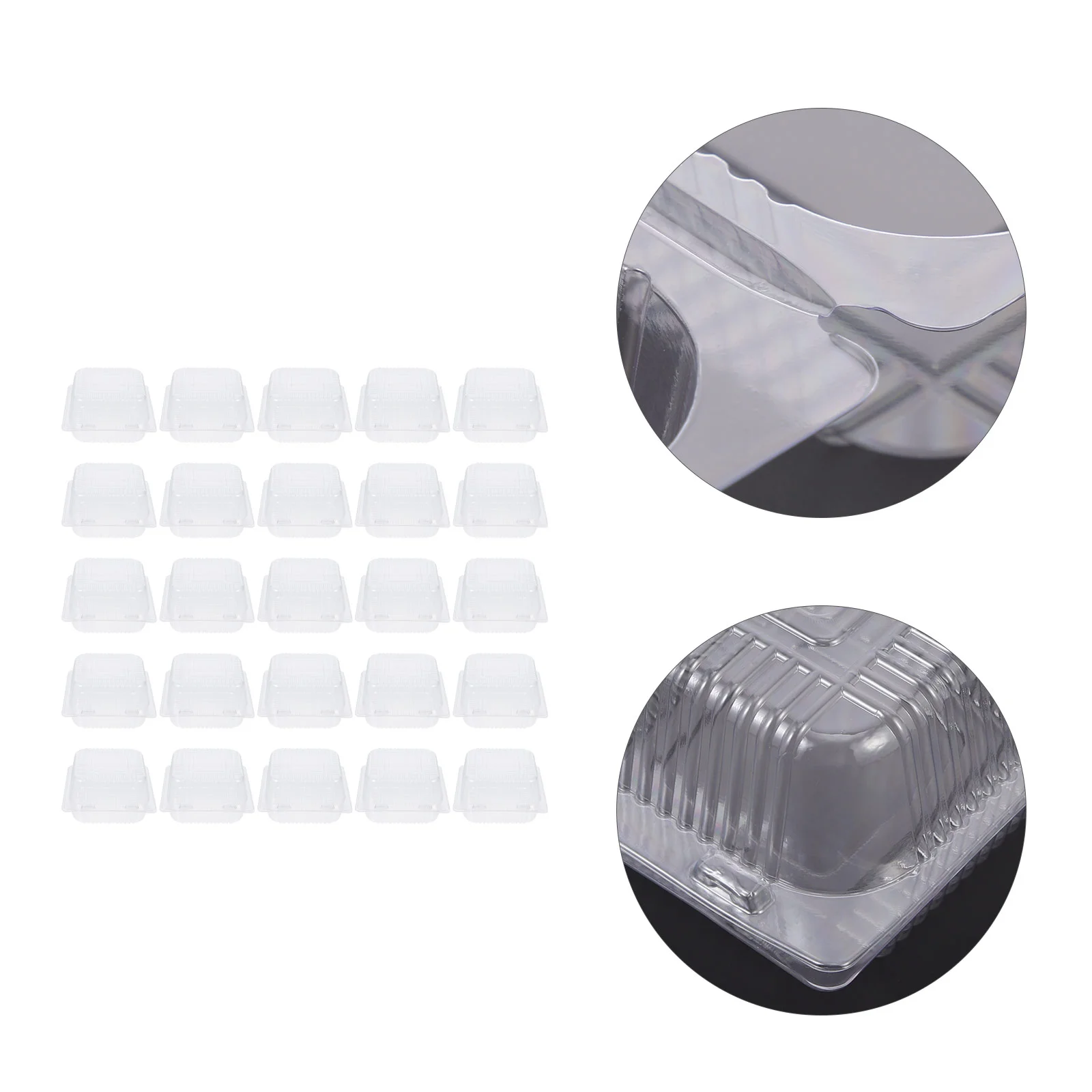 

50Pcs Single Use Food Packing Box Fruit Packing Box Clamshell Food Container Disposable Plastic Box for Shop Bakery Supermarket