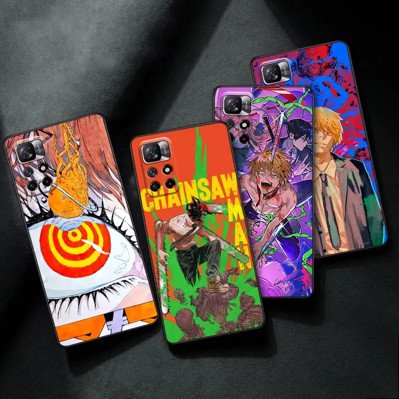 

Anime Power Chainsaw Man Denji POCO X3 NFC Case For Xiaomi Poco F3 F4 GT M5s M4 M3 X4 X3 Pro C40 C50 M5 Black Phone Cases Fundas