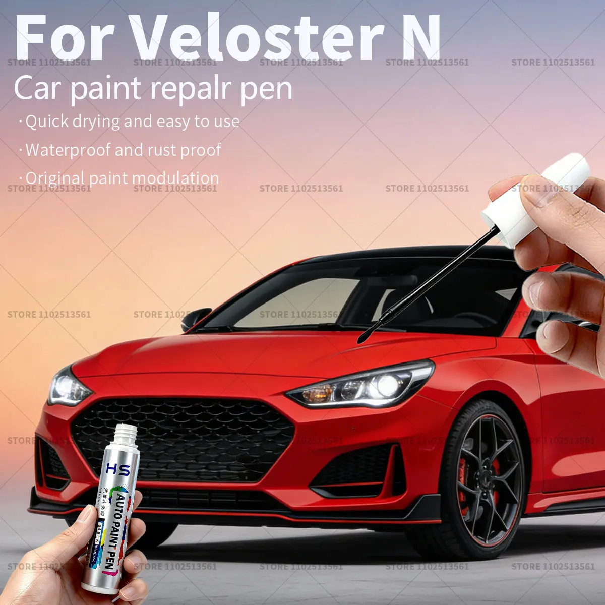 Фото Карандаш для ремонта краски Hyundai Veloster N, средство для удаления царапин, аксессуары для автомобиля DIY, цвета: серый, черный, белый, оранжевый, красный №1