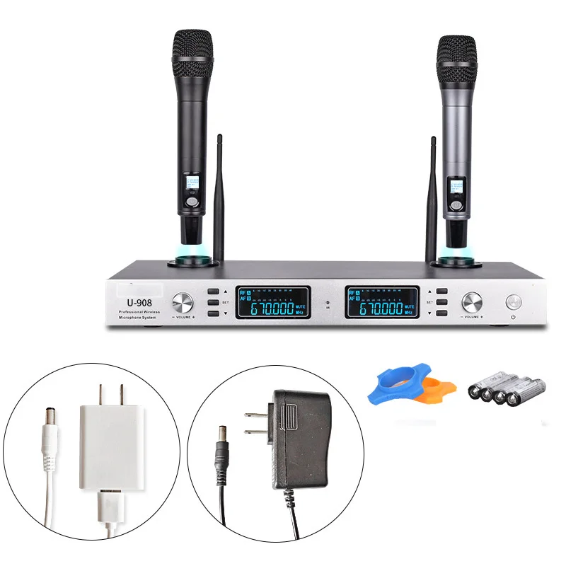 

Перезаряжаемый УВЧ беспроводной двойной ручной караоке-микрофон с автоматической зарядкой