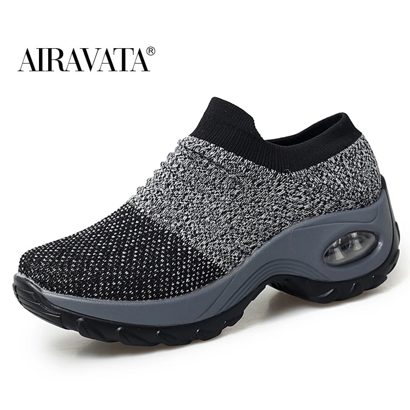 Womens Walking Shoes Slip on Sneaker Socks Platform Nurse Mesh Breathable Lightweight Shoes