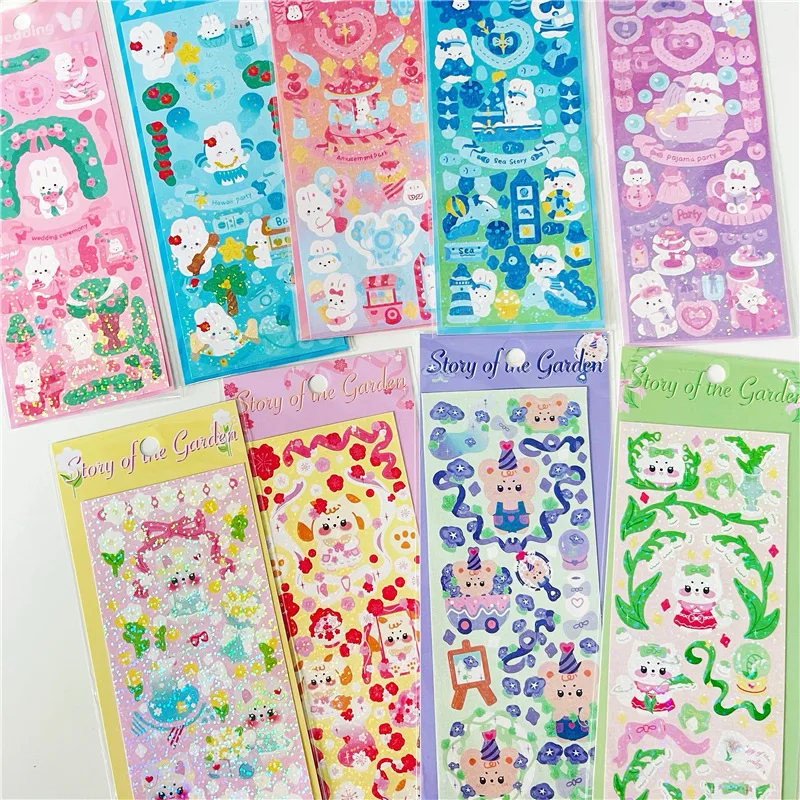 Корейские милые наклейки в стиле Ins с изображением сакуры щенка Гоо для открыток