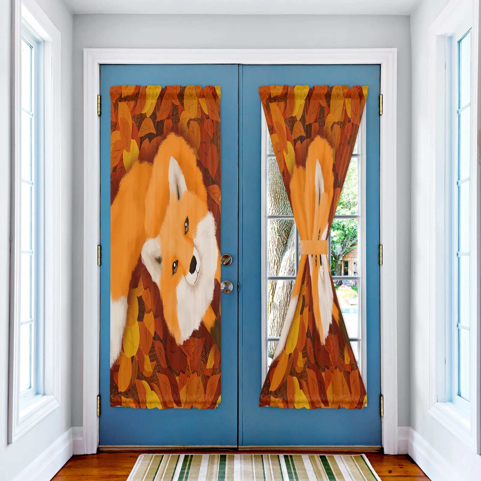 

Иллюстрация мультяшная лиса дверь занавеска для детской занавески домашняя гостиная вход декоративная занавеска