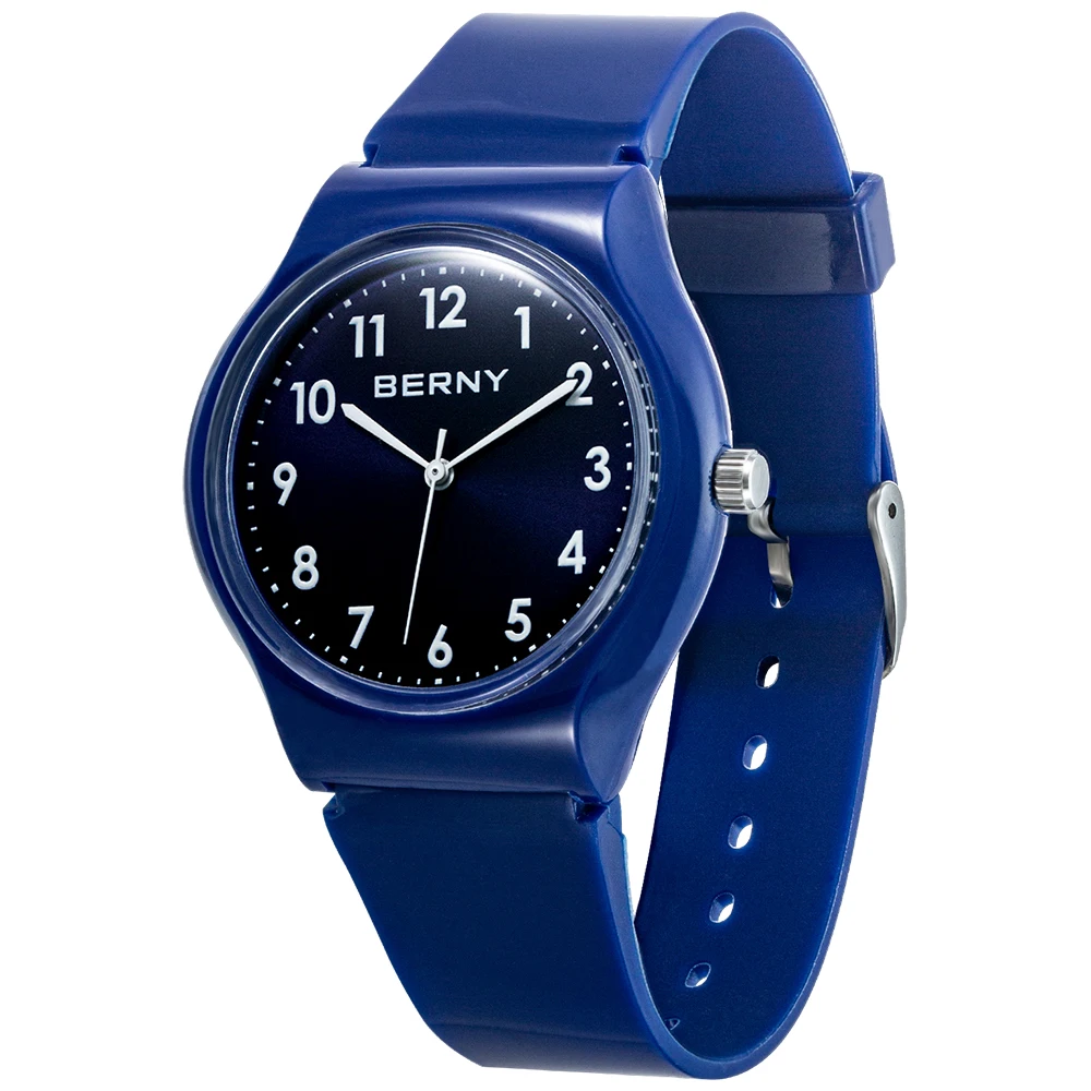 

Кварцевые часы BERNY Japan Miyota 2035 для мужчин, легко читаемый силиконовый браслет, ультралегкие наручные часы, водонепроницаемые спортивные часы ...