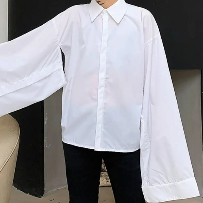 Spring and Summer Men's New Personality Custom Large Size Fashion Casual Solid Color Loose Shirt S-4XL