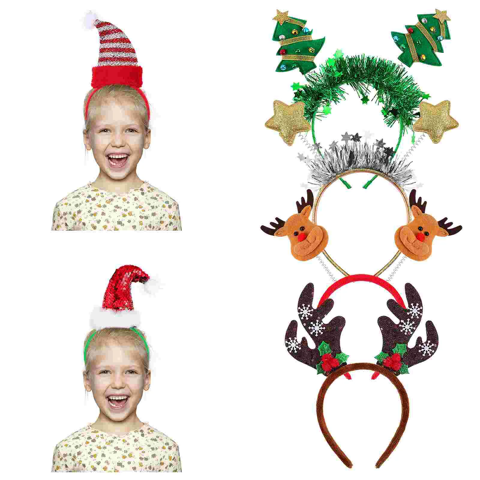 

6pcs Decorative Adorable Exquisite Sequin Hair Hoops Xmas Headbands for Christmas