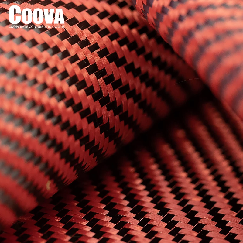 

Carbon Fiber Fabric 3K Red Kevlar & Carbon Fiber Cloth Twill Weave Fibra De Carbono Kevlar Jacquard Lotes Use For DIY