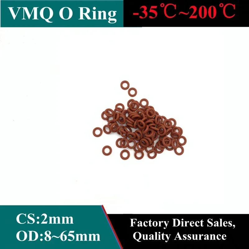 VMQ уплотнительное кольцо толщина прокладки CS 2 мм наружный диаметр 5 ~ 65 изоляция