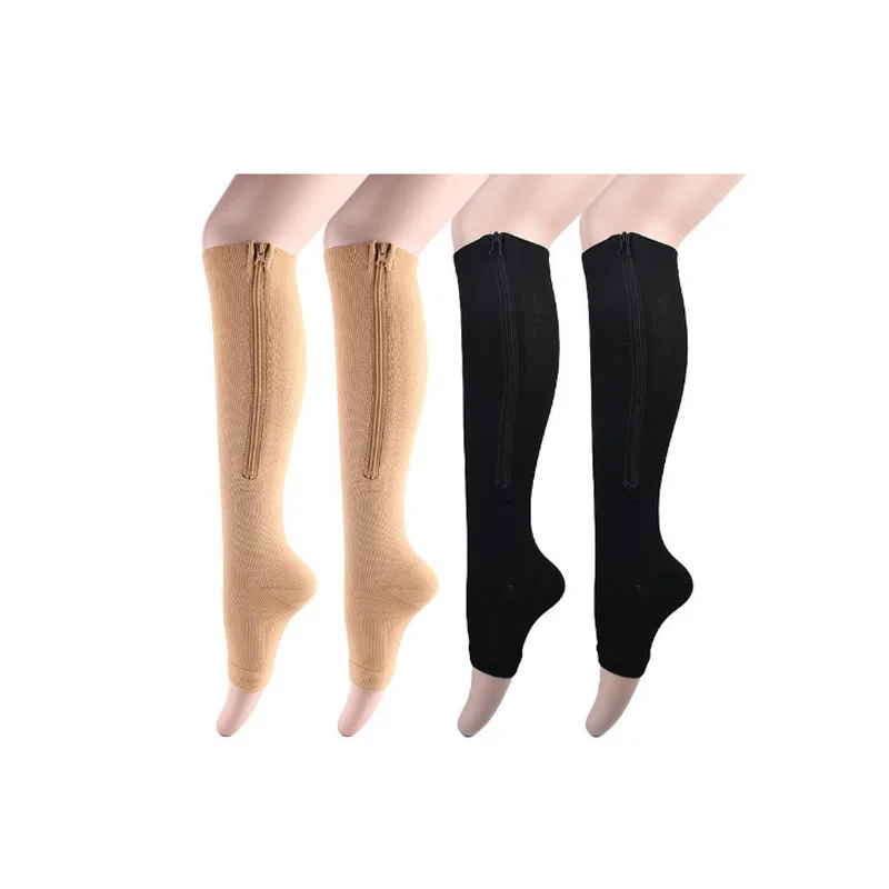

New Zipper Compression Socks Fat Burning Sport Socks Running Women's Slim Sleeping Beauty Legs Varicose Vein Prevention Socks