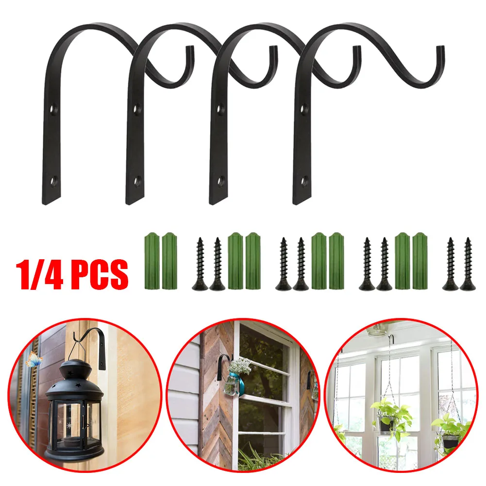 

1PC Metal Hooks Hanging Basket Brackets Outdoor Garden Plant Hanger Hook Wall Decoration110*78mm For Home Garden