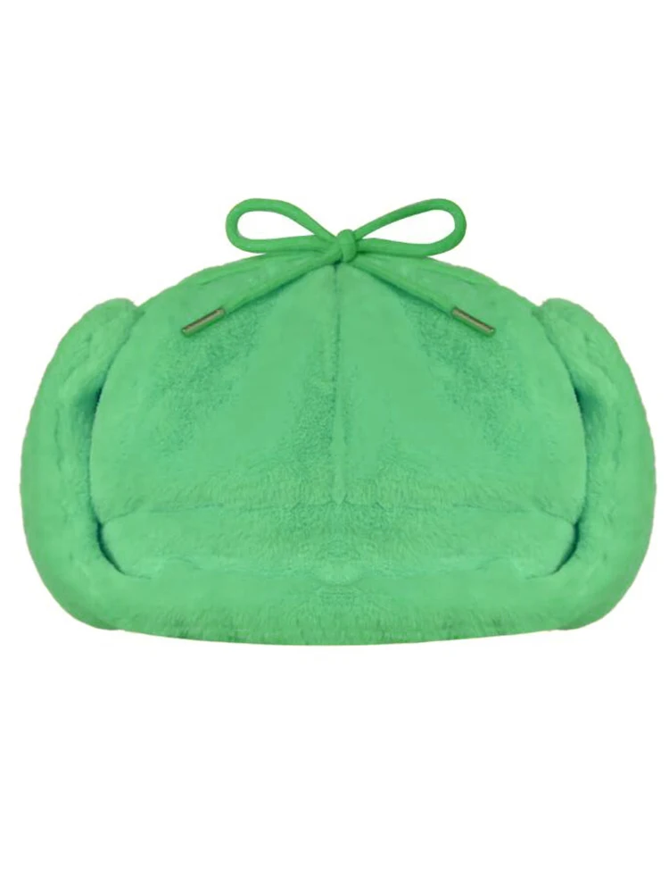 Флуоресцентная Зеленая Женская Зимняя Шапка Уличная Охотничья Вязаная Теплая