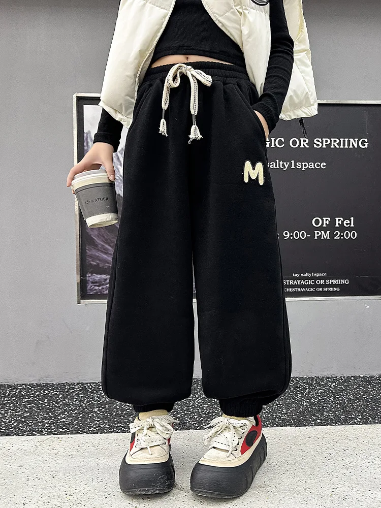 Женские утолщенные брюки на флисовой подкладке для детей старшего возраста