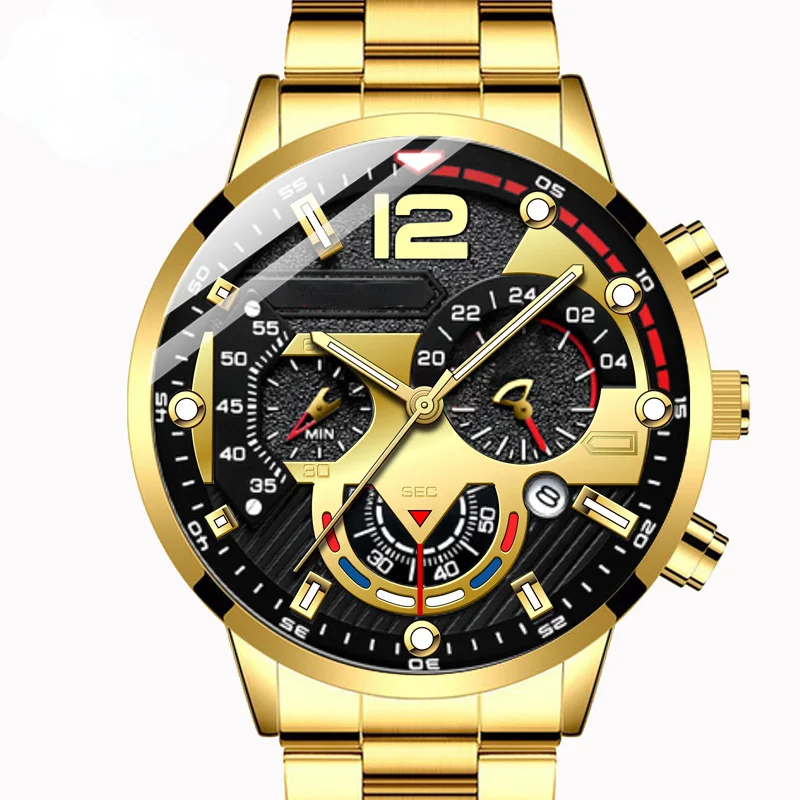 

Часы наручные мужские кварцевые, автоматические электронные Роскошные светящиеся многофункциональные с шестью контактами и кожаным ремешком, с большим циферблатом и календарем