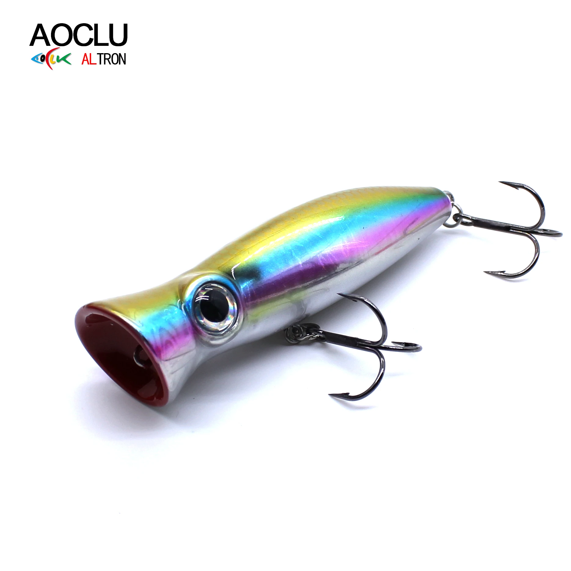 

AOCLU Floating Popper 80mm 16g Hard Bait Wobbler Topwater Swimmer UV Coating Rattle Attractiive To Fish VMC Hooks Japan Quality
