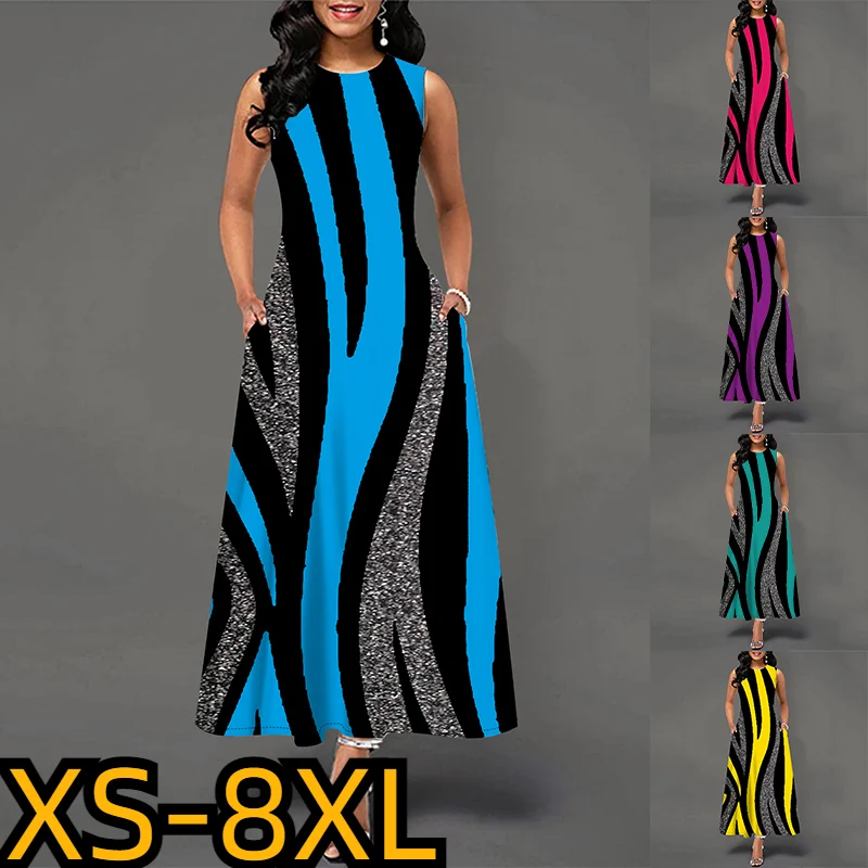 

Женское свободное платье на бретелях, повседневное ТРАПЕЦИЕВИДНОЕ платье без рукавов с карманами, новый дизайн, повседневная одежда с принтом, летние платья 2023