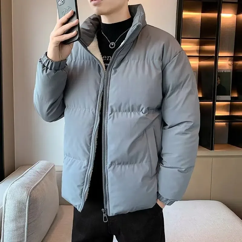 Модная однотонная куртка-пуховик для мужчин свободное хлопковое стеганое пальто