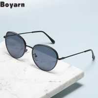 boyarn 2022 oval sunglasses woman metal frame retro sun glasses male female clear mirror small round gafas de sol para hombre uv