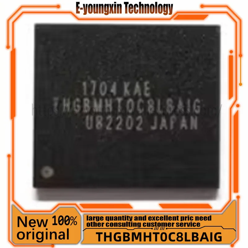 

1pcs~10pcs/LOT THGBMHT0C8LBAIG eMMC BGA153 NAND Flash IC 128GB Memory Store Chip 5.1 Version Soldered Ball