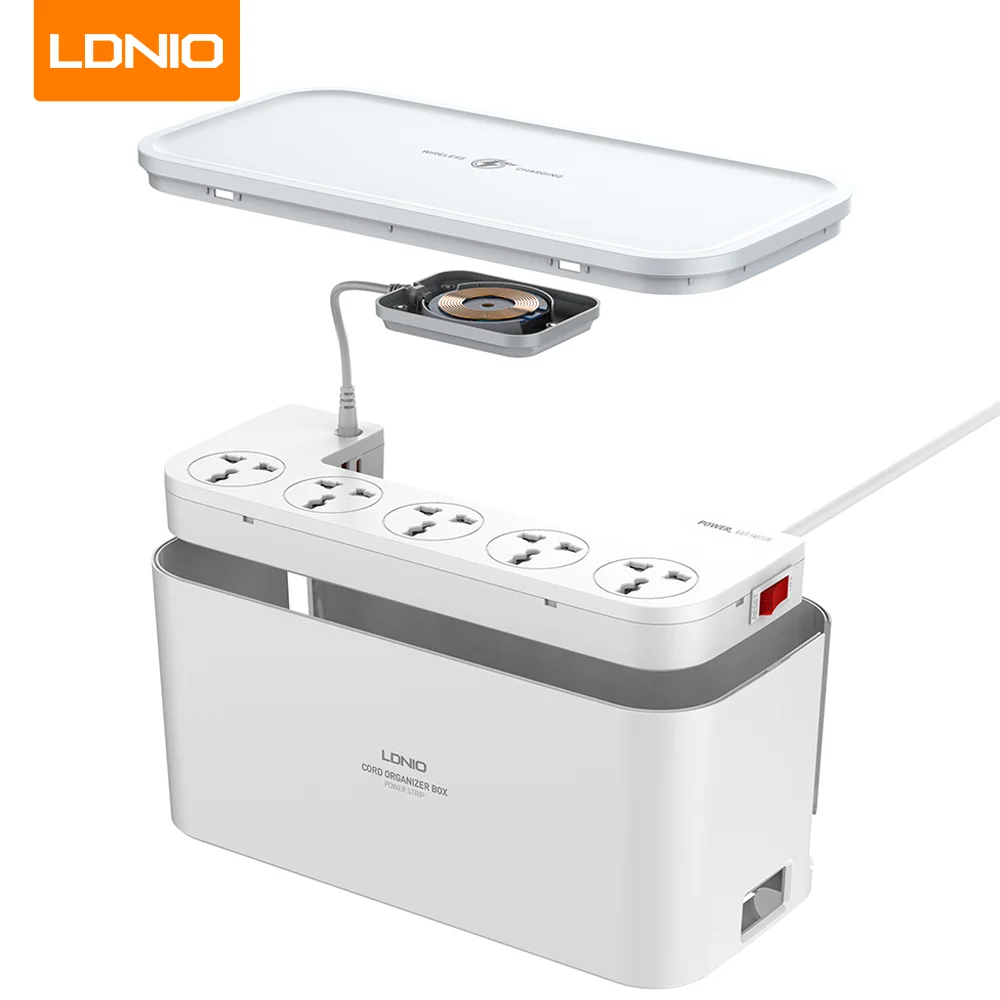 

LDNIO USB Power Strip 5 Universal 3 USB Ports Power Socket With 15W Wireless Charger Surge Protector Home Office Plug Adapter