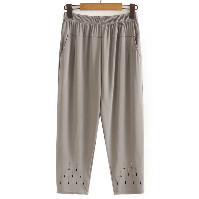 Лето 2023 оригинальные тонкие укороченные брюки для женщин среднего возраста