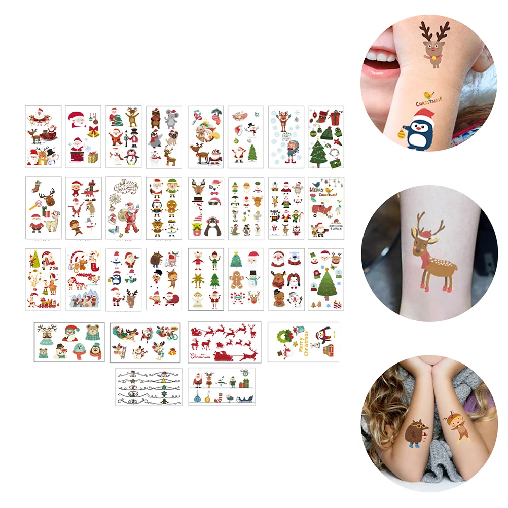 

Christmas Stickers Kidschritmas Temporary Sticker Decals Body Cartoon Bottle Notebook Face