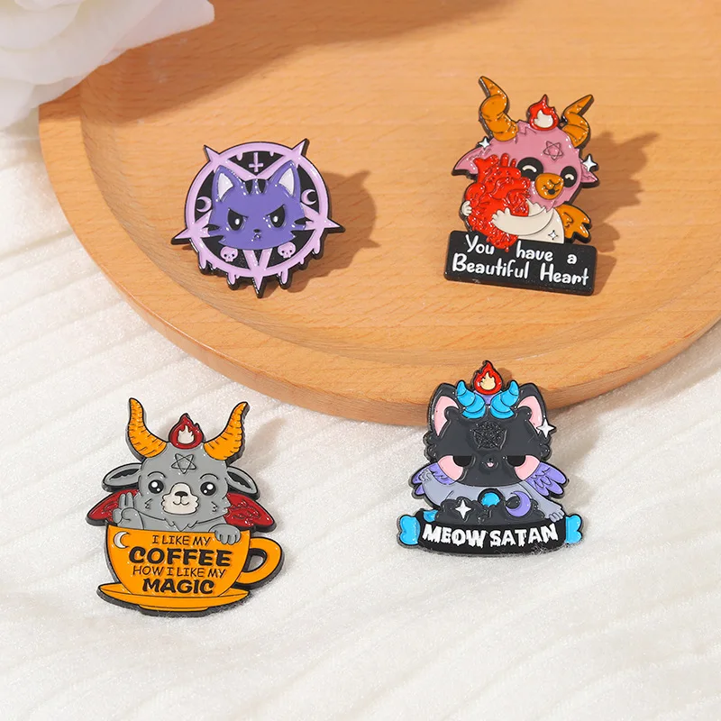 

Devil Cartoon Cup Heart Pins Little Monster Pins Accessories Backpack Alloy Brooch Enamel Lapel Pins Badge Wholesale Wholesale