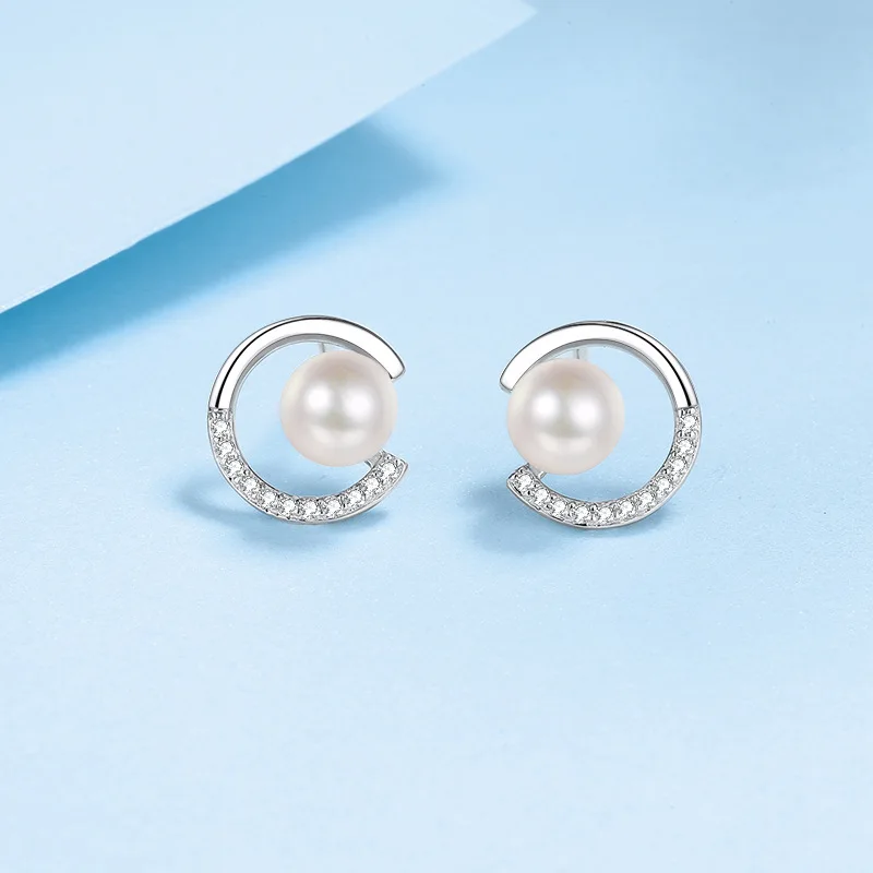 

Серьги-гвоздики женские из серебра 925 пробы с пресноводным жемчугом