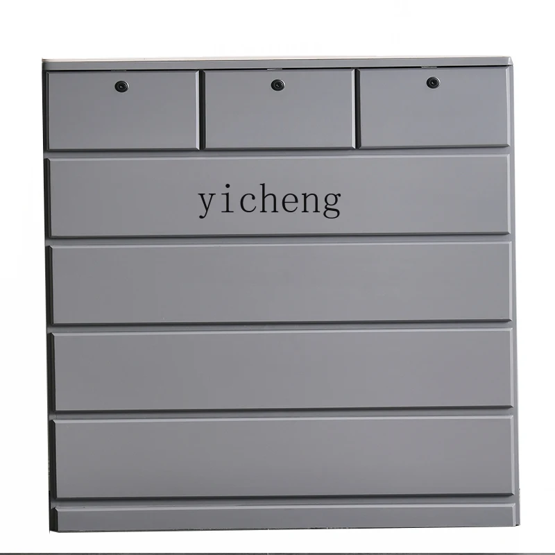 

XL Solid Wood Chest of Drawers Stone Plate Locker Living Room Chest of Drawers Bedroom Bed Front Cabinet Gray