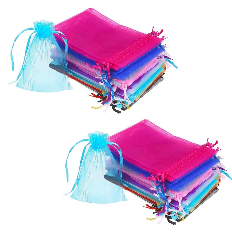 

Подарочные мешочки из органзы, 100 шт., 4 по 6 дюймов, мешочки для ювелирных изделий на шнурке, свадебные сумочки для вечеринок (разноцветные)