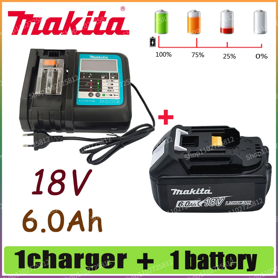 

Makita-100% Original Rechargeable Power Tool Battery, Replaceable LED Lithium-ion, 6.0 Ah 18V LXT BL1860B BL1860BL1850