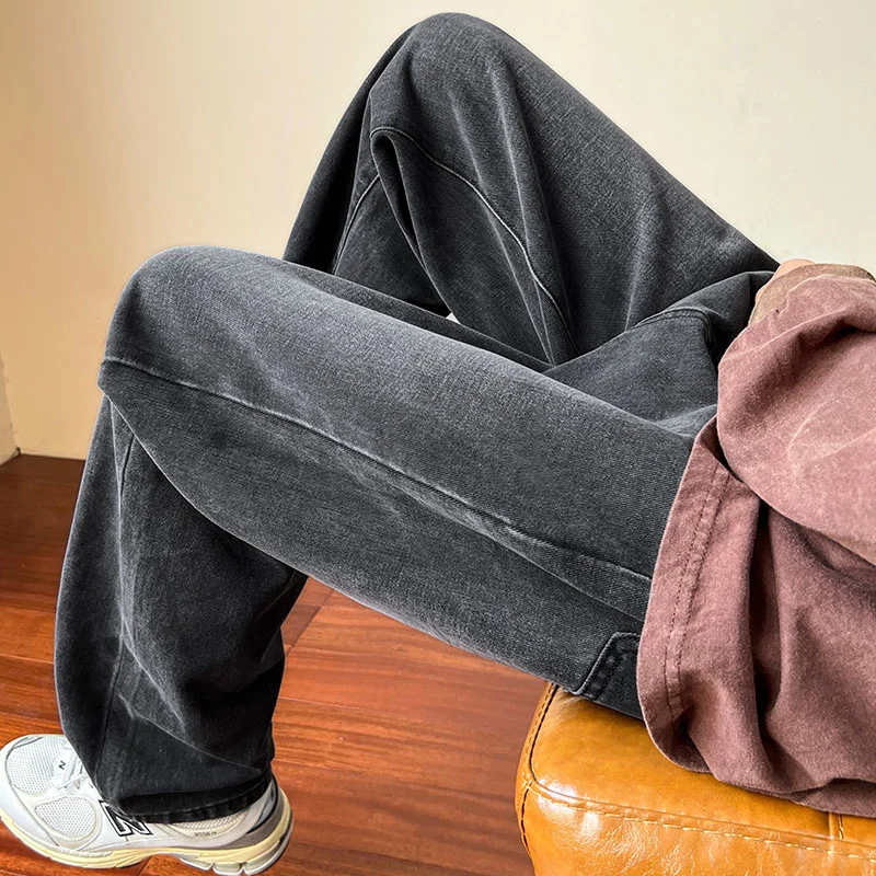 Blue Black Baggy Jeans Men Fashion Retro Casual Straight Jeans Men Streetwear Hip-hop Loose Denim Pants Mens Trousers S-2XL