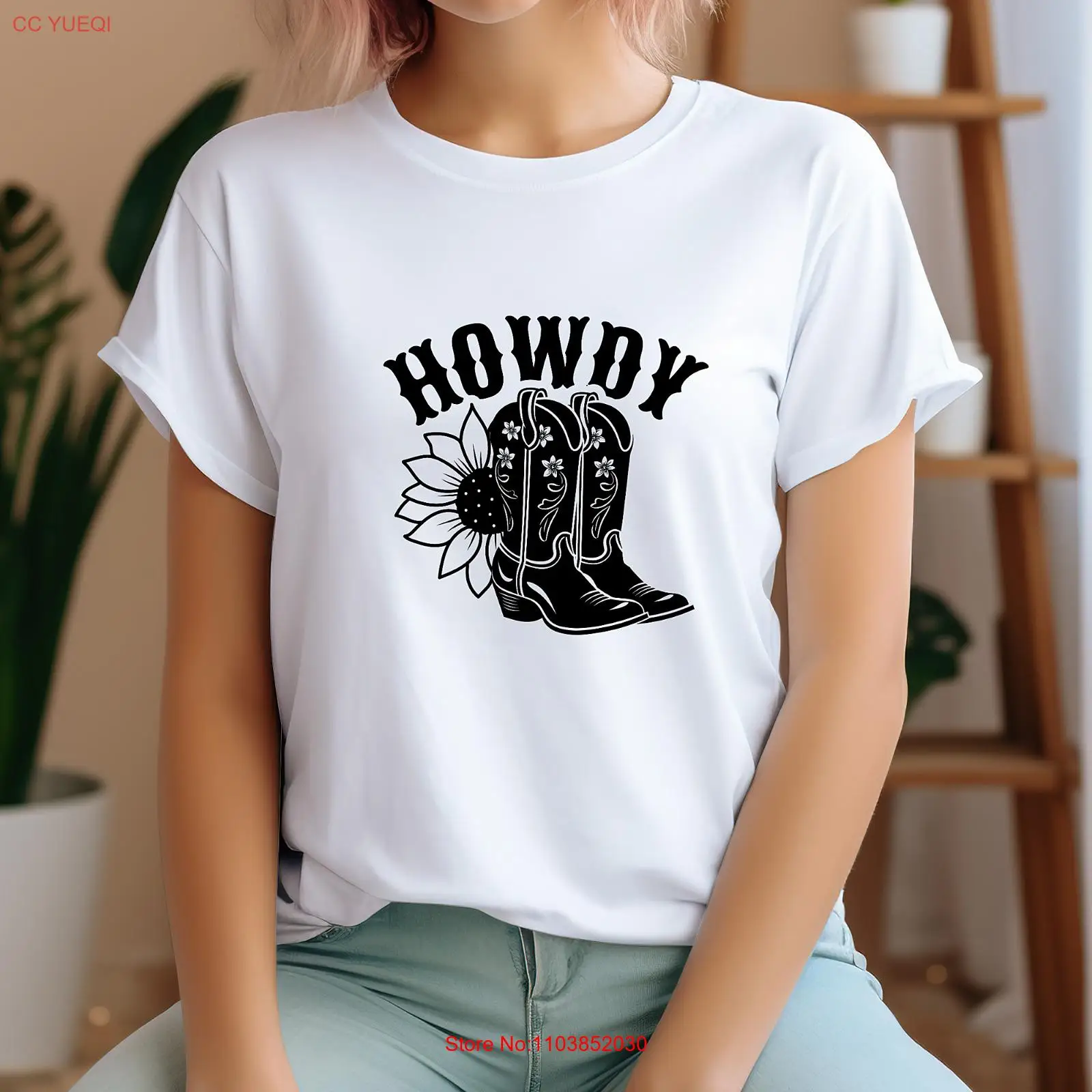 Футболка Howdy Cowgirls Boot Western Vibes унисекс женская в стиле Cowgirl