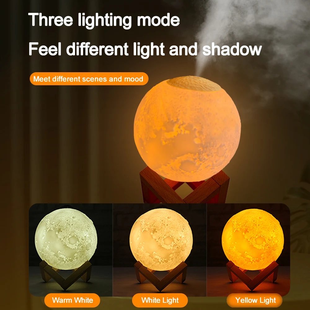 

880ML LED Night Light Desktop Moon Light Humidifier Aroma Diffuser Moisturizer Creative Touch Switch Moon Light