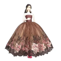 11 5 doll dress brown floral lace princess outfits for barbie clothes wedding gown vestidoes 16 bjd dolls accessories kids toy