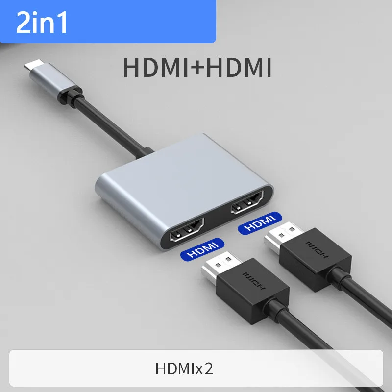 

Концентратор RUNBERRY с тройным дисплеем, USB C-хаб с двойным HDMI-адаптером, USB C на 2 HDMI 4K30HZ USB3.0 100W PD, поддерживает Dual 1080P @ 30Hz